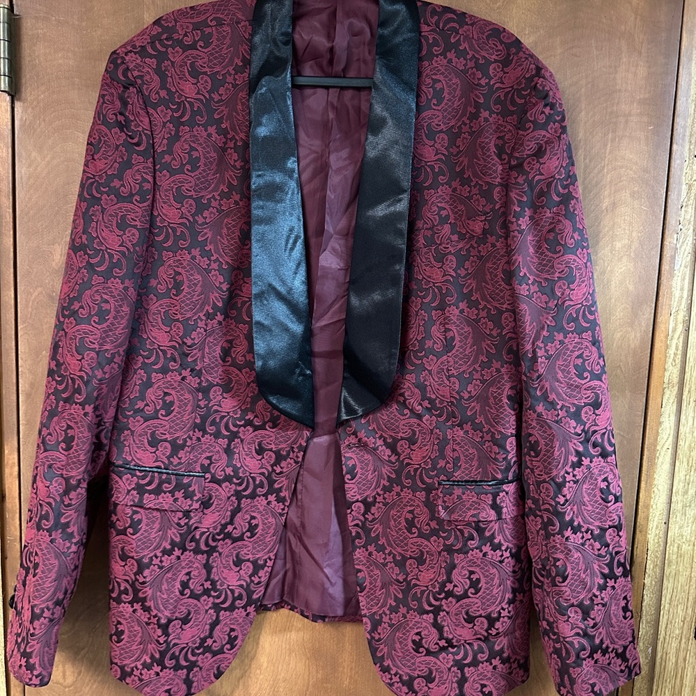 Boyland Red and Black Paisley Tuxedo Jacket with matching vest